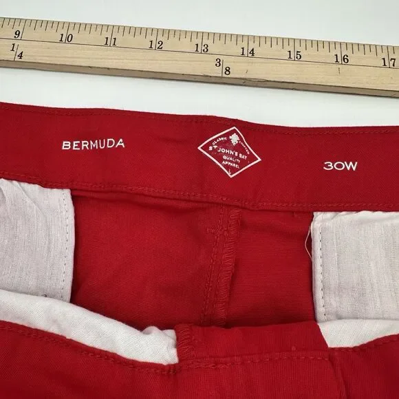 St. John's Bay Bermuda Shorts Plus Size 30W Red Cotton Stretch 10" Inseam Womens - Picture 3 of 6
